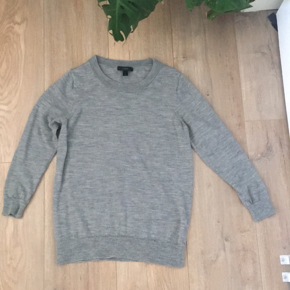 Gray merino wool crew neck shirt